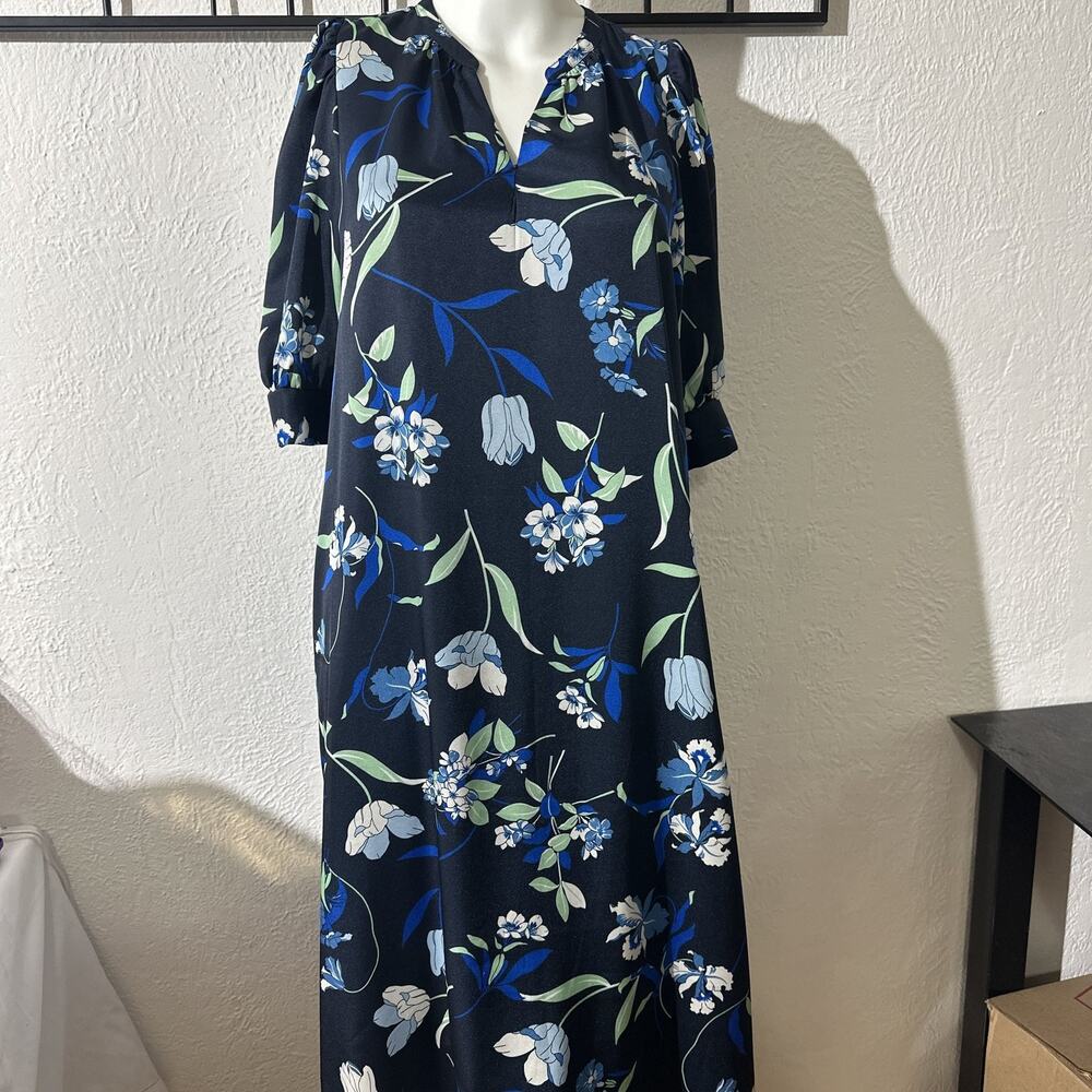Ann Taylor Floral Lantern Sleeve Shift Dress